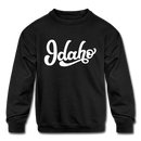 Idaho Youth Sweatshirt - Hand Lettered Youth Idaho Crewneck Sweatshirt - black