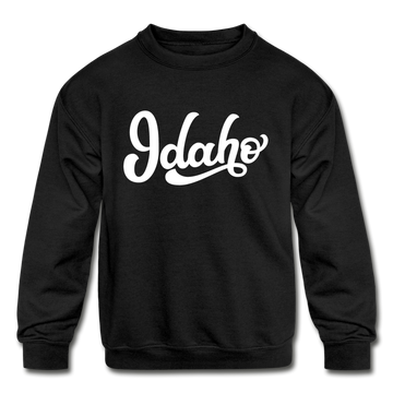 Idaho Youth Sweatshirt - Hand Lettered Youth Idaho Crewneck Sweatshirt - black