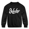 Idaho Youth Sweatshirt - Hand Lettered Youth Idaho Crewneck Sweatshirt - black
