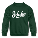 Idaho Youth Sweatshirt - Hand Lettered Youth Idaho Crewneck Sweatshirt - forest green