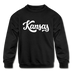 Kansas Youth Sweatshirt - Hand Lettered Youth Kansas Crewneck Sweatshirt - black