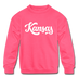 Kansas Youth Sweatshirt - Hand Lettered Youth Kansas Crewneck Sweatshirt - neon pink
