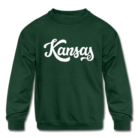 Kansas Youth Sweatshirt - Hand Lettered Youth Kansas Crewneck Sweatshirt