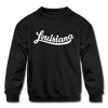 Louisiana Youth Sweatshirt - Hand Lettered Youth Louisiana Crewneck Sweatshirt - black