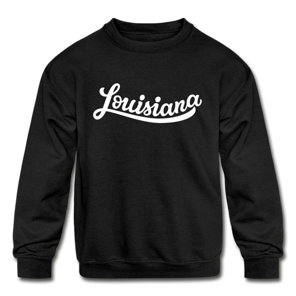 Louisiana Youth Sweatshirt - Hand Lettered Youth Louisiana Crewneck Sweatshirt - black