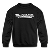 Massachusetts Youth Sweatshirt - Hand Lettered Youth Massachusetts Crewneck Sweatshirt - black