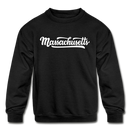 Massachusetts Youth Sweatshirt - Hand Lettered Youth Massachusetts Crewneck Sweatshirt - black