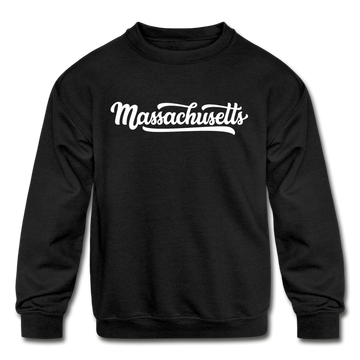 Massachusetts Youth Sweatshirt - Hand Lettered Youth Massachusetts Crewneck Sweatshirt - black