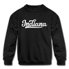 Indiana Youth Sweatshirt - Hand Lettered Youth Indiana Crewneck Sweatshirt - black