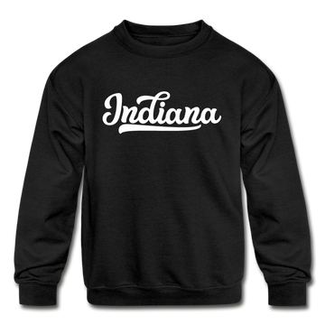 Indiana Youth Sweatshirt - Hand Lettered Youth Indiana Crewneck Sweatshirt - black