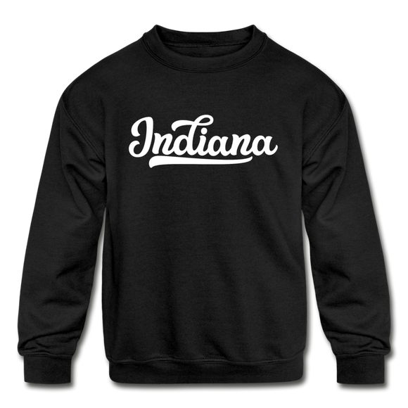 Indiana Youth Sweatshirt - Hand Lettered Youth Indiana Crewneck Sweatshirt - black
