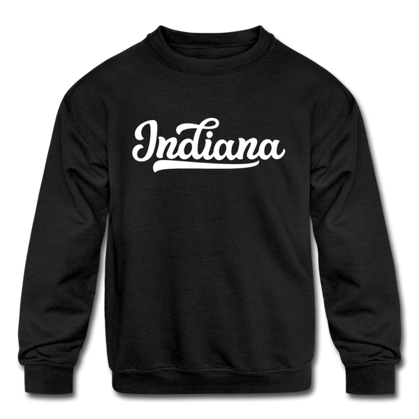 Indiana Youth Sweatshirt - Hand Lettered Youth Indiana Crewneck Sweatshirt - black