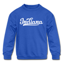 Indiana Youth Sweatshirt - Hand Lettered Youth Indiana Crewneck Sweatshirt - royal blue