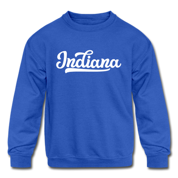 Indiana Youth Sweatshirt - Hand Lettered Youth Indiana Crewneck Sweatshirt - royal blue