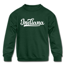 Indiana Youth Sweatshirt - Hand Lettered Youth Indiana Crewneck Sweatshirt - forest green