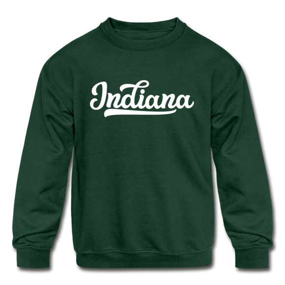 Indiana Youth Sweatshirt - Hand Lettered Youth Indiana Crewneck Sweatshirt - forest green