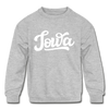 Iowa Youth Sweatshirt - Hand Lettered Youth Iowa Crewneck Sweatshirt - heather gray