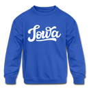 Iowa Youth Sweatshirt - Hand Lettered Youth Iowa Crewneck Sweatshirt - royal blue