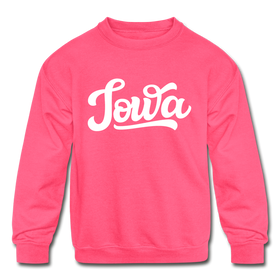 Iowa Youth Sweatshirt - Hand Lettered Youth Iowa Crewneck Sweatshirt