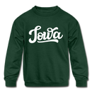 Iowa Youth Sweatshirt - Hand Lettered Youth Iowa Crewneck Sweatshirt - forest green