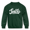 Iowa Youth Sweatshirt - Hand Lettered Youth Iowa Crewneck Sweatshirt - forest green