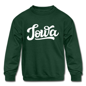 Iowa Youth Sweatshirt - Hand Lettered Youth Iowa Crewneck Sweatshirt