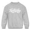 Kentucky Youth Sweatshirt - Hand Lettered Youth Kentucky Crewneck Sweatshirt - heather gray