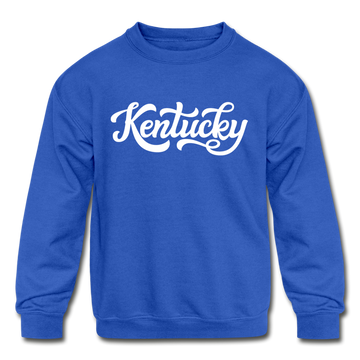 Kentucky Youth Sweatshirt - Hand Lettered Youth Kentucky Crewneck Sweatshirt - royal blue