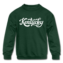 Kentucky Youth Sweatshirt - Hand Lettered Youth Kentucky Crewneck Sweatshirt - forest green