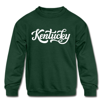 Kentucky Youth Sweatshirt - Hand Lettered Youth Kentucky Crewneck Sweatshirt - forest green