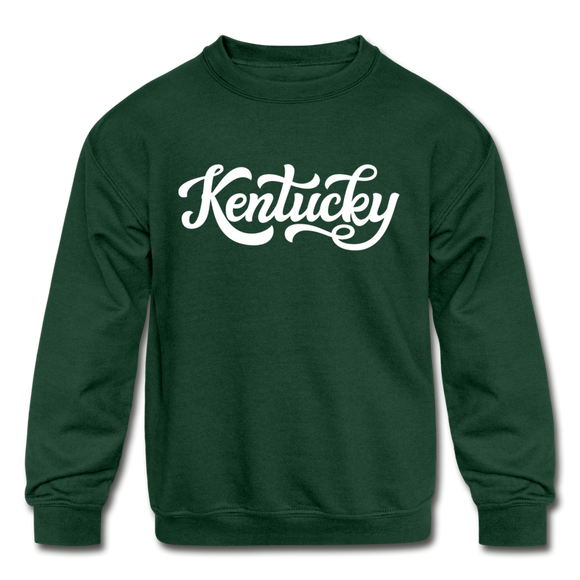 Kentucky Youth Sweatshirt - Hand Lettered Youth Kentucky Crewneck Sweatshirt - forest green