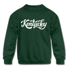 Kentucky Youth Sweatshirt - Hand Lettered Youth Kentucky Crewneck Sweatshirt - forest green