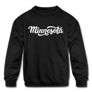 Minnesota Youth Sweatshirt - Hand Lettered Youth Minnesota Crewneck Sweatshirt - black