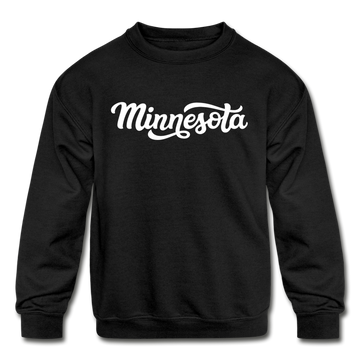 Minnesota Youth Sweatshirt - Hand Lettered Youth Minnesota Crewneck Sweatshirt - black