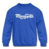 Minnesota Youth Sweatshirt - Hand Lettered Youth Minnesota Crewneck Sweatshirt - royal blue