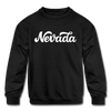 Nevada Youth Sweatshirt - Hand Lettered Youth Nevada Crewneck Sweatshirt - black