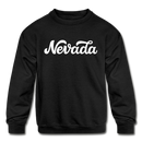 Nevada Youth Sweatshirt - Hand Lettered Youth Nevada Crewneck Sweatshirt - black