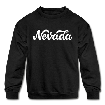 Nevada Youth Sweatshirt - Hand Lettered Youth Nevada Crewneck Sweatshirt - black