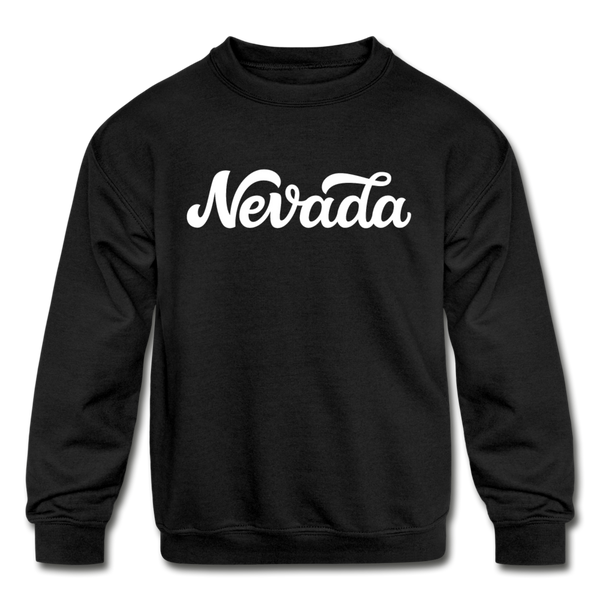Nevada Youth Sweatshirt - Hand Lettered Youth Nevada Crewneck Sweatshirt - black
