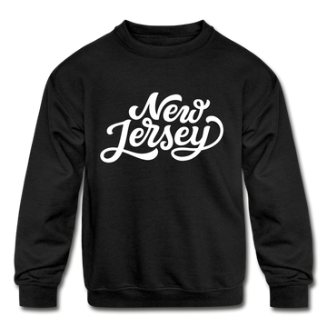 New Jersey Youth Sweatshirt - Hand Lettered Youth New Jersey Crewneck Sweatshirt - black