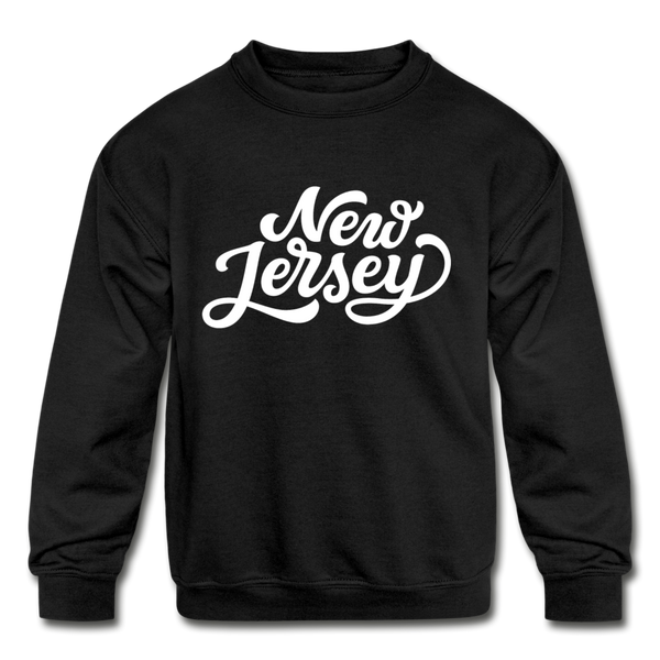 New Jersey Youth Sweatshirt - Hand Lettered Youth New Jersey Crewneck Sweatshirt - black