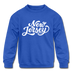 New Jersey Youth Sweatshirt - Hand Lettered Youth New Jersey Crewneck Sweatshirt - royal blue