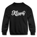 Illinois Youth Sweatshirt - Hand Lettered Youth Illinois Crewneck Sweatshirt - black