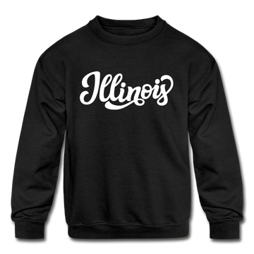 Illinois Youth Sweatshirt - Hand Lettered Youth Illinois Crewneck Sweatshirt - black