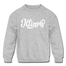 Illinois Youth Sweatshirt - Hand Lettered Youth Illinois Crewneck Sweatshirt - heather gray