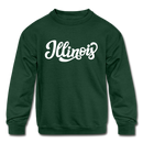 Illinois Youth Sweatshirt - Hand Lettered Youth Illinois Crewneck Sweatshirt - forest green