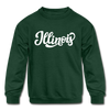 Illinois Youth Sweatshirt - Hand Lettered Youth Illinois Crewneck Sweatshirt - forest green