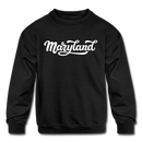 Maryland Youth Sweatshirt - Hand Lettered Youth Maryland Crewneck Sweatshirt - black