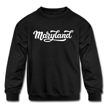 Maryland Youth Sweatshirt - Hand Lettered Youth Maryland Crewneck Sweatshirt - black