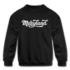 Maryland Youth Sweatshirt - Hand Lettered Youth Maryland Crewneck Sweatshirt - black